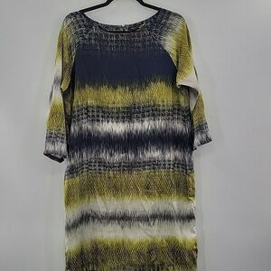 Kenneth Cole Blue, Lime Green & White Dress size M